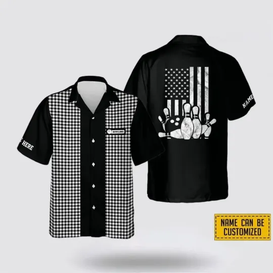 Discover Personalized Name USA Flag Patriotic Bowling Hawaiian Shirt