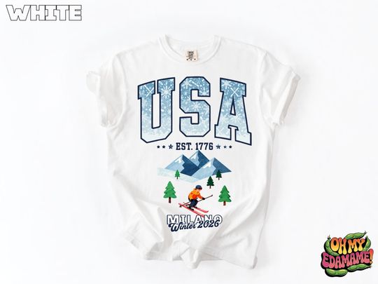 Discover Comfort Colors USA  Milano Cortina 2026 Shirt, Italy Winter Games, Cortina Winter Sports Tee, Milan Est 1776 USA Team Support Gift