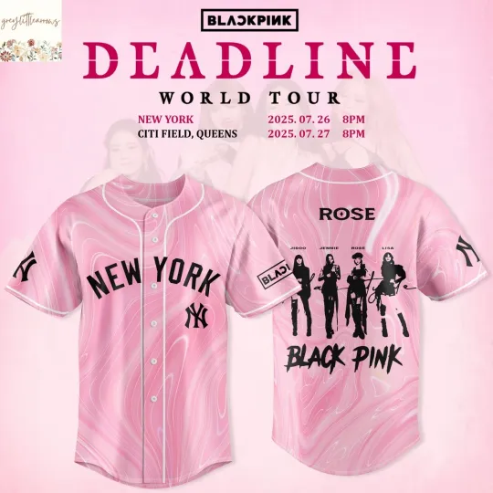 Discover Custom Blackpink Rose x New York Yankee Deadline World Tour Baseball Jersey
