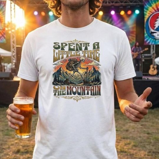 Grateful Dead Mountain Shirt, Spent a Little Time Hiking Tee, Skeleton Outdoor Graphic Shirt, Deadhead Gift Hoodie Sweater