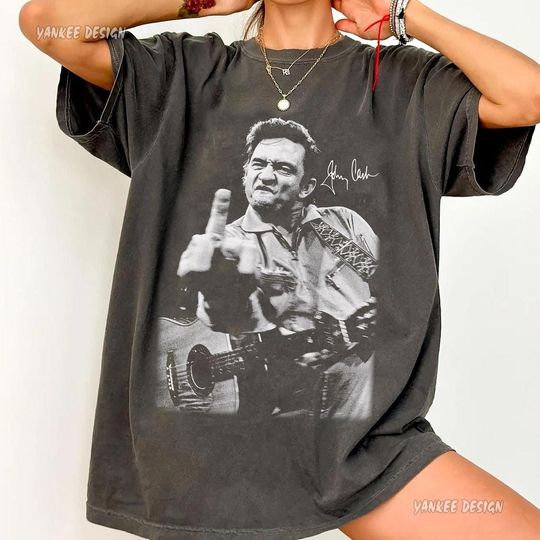 Discover Johnny Cash Middle Finger Shirt, Johnny Cash Giving The Bird Finger T-Shirt, Johnny Cash Shirt, Country Music Shirt