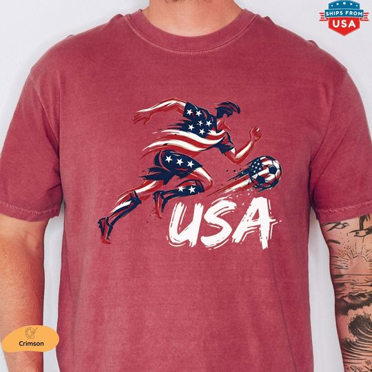 Discover USA Soccer Fan Comfort Colors T-Shirt -Patriotic American Flag Football Tee-Gameday Supporter Shirt-Gift for Soccer Fans-2026 Soccer Season