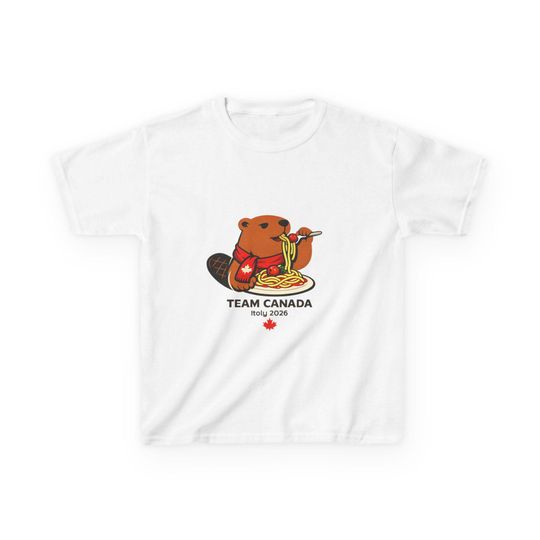 Discover Beaver Eating Poutine Kids Tee | Team Canada July 2026