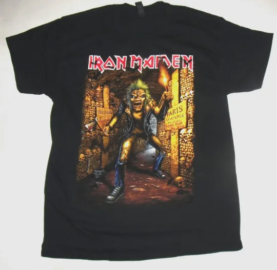Discover ORIGINAL IRON MAIDEN Paris World Tour 2025 GILDAN-T-Shirt Run For Your Lives 25