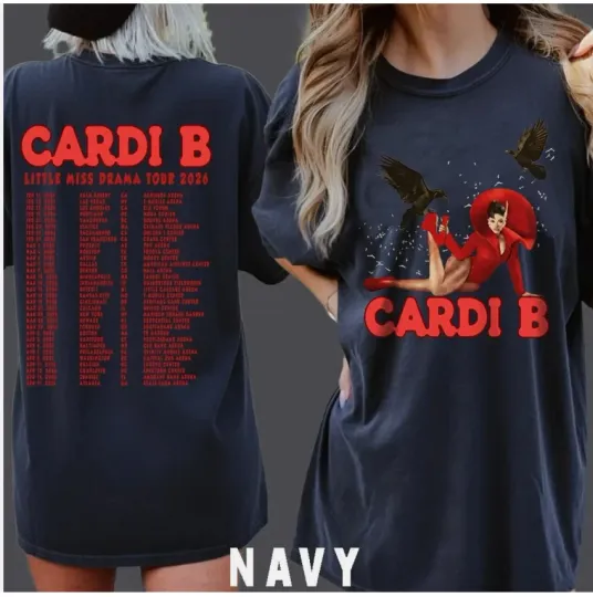 Discover Cardi B Tour Shirt, Little Miss Drama Tour 2026 Unisex T-shirt navy