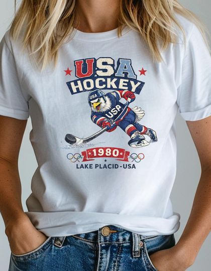 Discover 1980 USA Hockey Retro Style Shirt, Miracle 1980 US Hockey Olympics, 2026 Winter Games, Vintage Design Hockey Shirt, USA Eagle Hockey Shirt