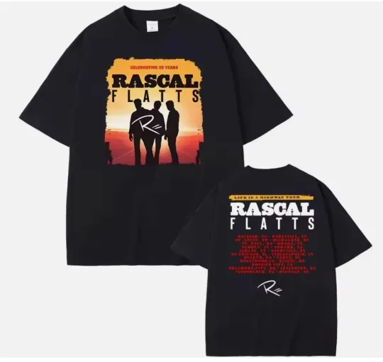 Discover Rascal Flatts 2026 Black Tour Tee Hip Hop Fan Gifts T-shirt