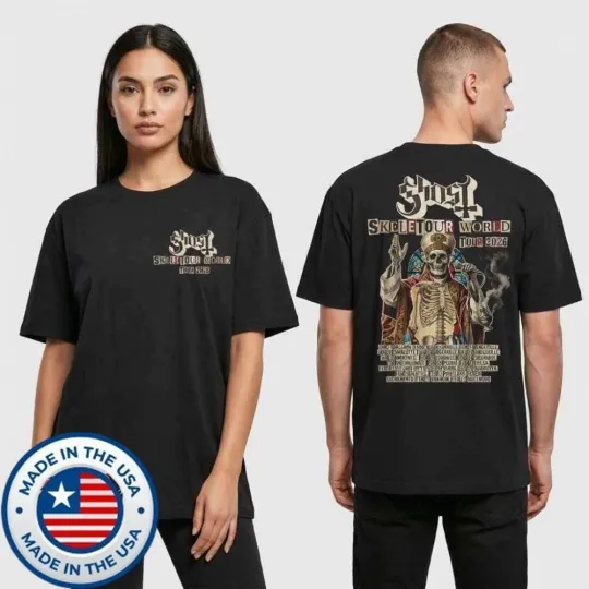Discover Ghost Skeletour World Tour 2026 Papa Emeritus North American T-Shirt