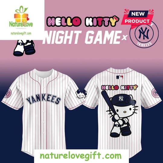 Discover New York Yankee Hello Kitty Night Game Baseball Jersey