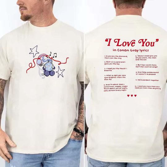 Discover World Tour 2026 Lyric T-Shirt for Music Fans Cute Bear Concert Tee Romantic Quote Back Aesthetic Pop Lover Outfit