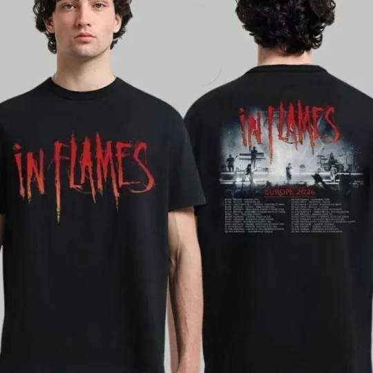 Discover In Flames Europe 2026 Tour Schedule Dates Two Sided T-Shirt