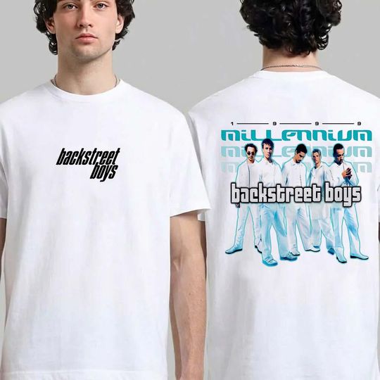 Discover 90s Boy Band Millennium Shirt, Y2K Pop Group Graphic Tee, Retro 1999 Pop Music T Shirt, Unisex White Tee