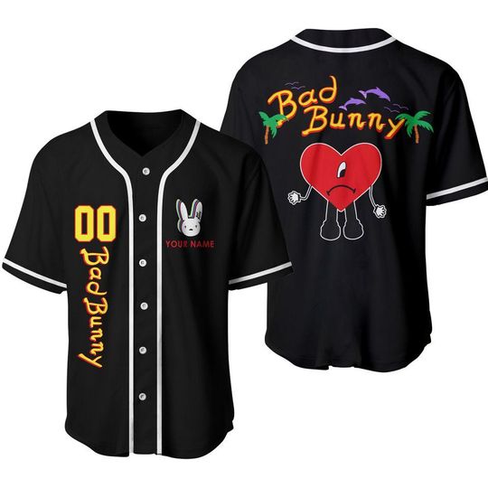 Bad Bunny Baseball Jersey, Bad Bunny Baseball Shirt, Gift For Her, Bad Bunny Fan Jersey Shirt, Gift for men,women