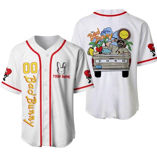 Bad Bunny Baseball Jersey, Bad Bunny Baseball Shirt, Gift For Her, Bad Bunny Fan Jersey Shirt, Gift for men,women
