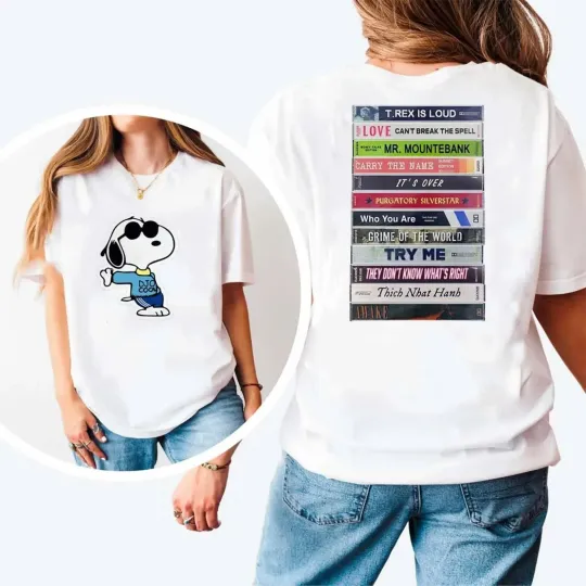 Discover Retro Cartoon World Tour Shirt 2026 – Album Graphic Concert Tee With Back Trackl