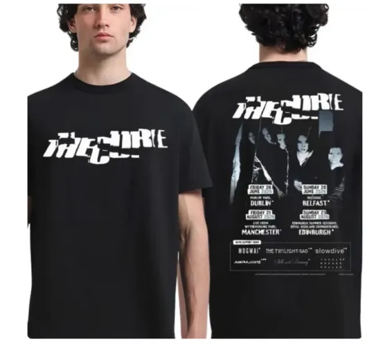 The Cure Tour 2026 Black Double Side Print T-Shirt.