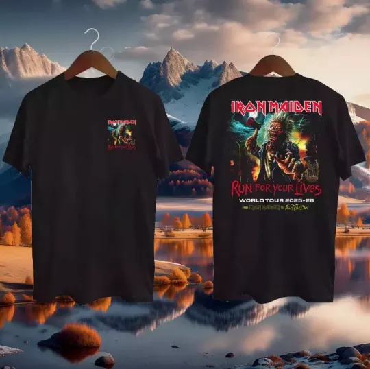 Discover Iron Maiden Run for Your Lives World Tour 2025 Double Sided T-Shirt