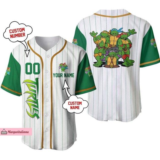 Ninja Turtle Baseball Jersey, Ninja Turtle Lover Baseball Shirt, Gift For Her, Ninja Turtle Fan Jersey Shirt, Gift for men, women