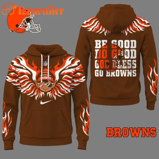 Discover Clevelan Brown 2025 football Fire Wings All Over Print Hoodie S-5XL