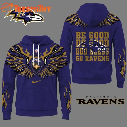 Discover Baltimore Raven 2025 football Fire Wings All Over Print Hoodie S-5XL