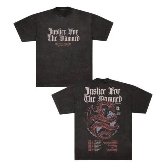Discover Justice For The Damned "Scorpion" AUSTRALIA Tour 2026 Schedule Dates T-shirt