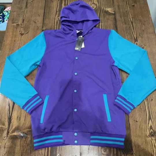 Discover Riflessi Varsity Jacket Men’s M-2XL Hooded Sweatshirt Blue/Purple New With Tags