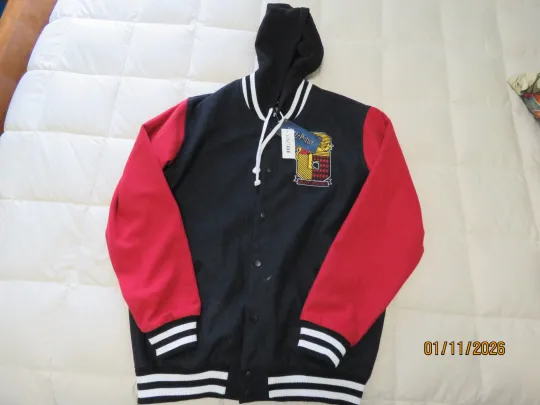 Discover HARRY POTTER GRYFFINDOR LOGO LIGHTWEIGHT VARSITY JACKET SNAP BUTTON Size M NWT