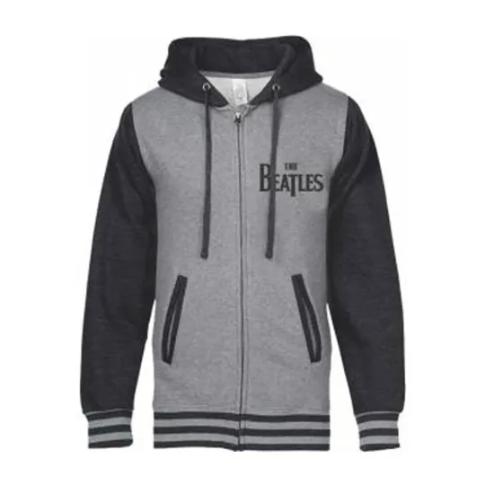 Discover Men's Beatles Varsity Zip Up Hooded Fleece Varsity Jacket Small Grey