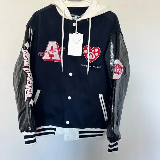 Discover NWT Aelfric Eden Color Block Hooded Varsity Jacket w/ Mushroom | Size Small