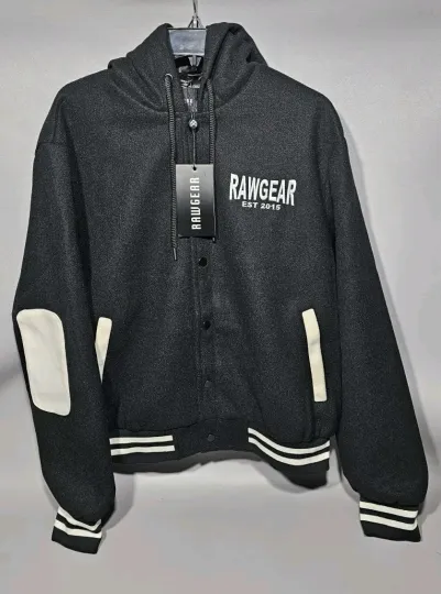 Discover NWT Rawgear Jacket Mens Large Black&White Bomber Varsity Los Angeles New Sports