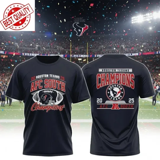 Discover SALE!!! Houston Texans 2026 AFC South Champions Navy Shirt Double-sided S-3XL