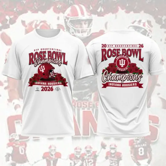 Indiana Hoosiers Football Rose Bowl Champions 2026 White Tee