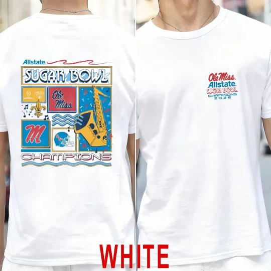 Ole Miss Alstate Sugar Bowl Champions 2026 Double Sided T-Shirt