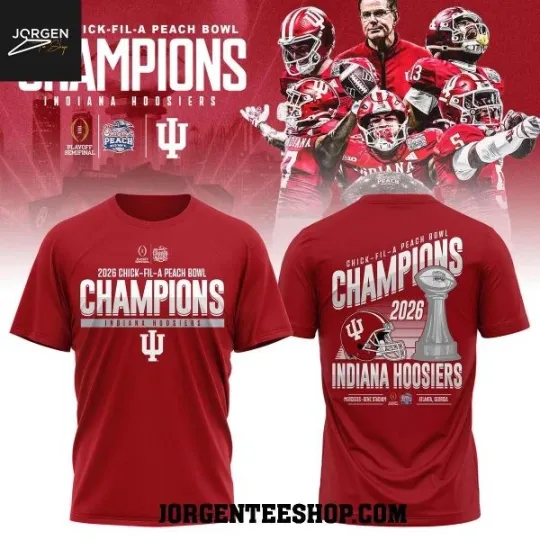 Discover HOT!! Hoosiers 2026 Peach Bowl Champions Celebration T-Shirt 2D