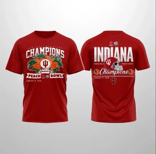 Indiana Hoosier Chick-Fil-A Peach Bowl 2026 Champions Helmet T-Shirt