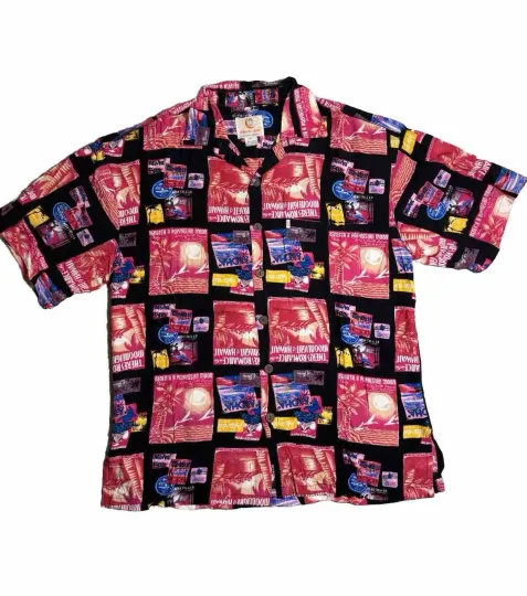 Discover Vintage Pineapple Moon Hawaiian Shirt Romance Tourist Shirt Sz Large Black