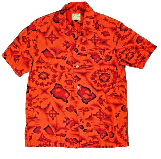 Discover Ui-Maikai Hawaiian Aloha Shirt Vintage Map Print Medium