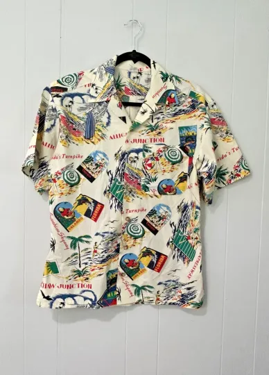 Discover Vintage Florida Turnpike Toll Booth Collector Hawaiian Shirt Mens XS Button Down