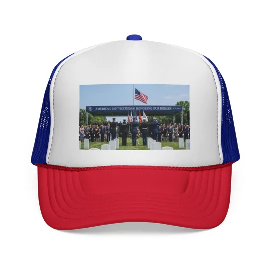 Discover Saluting 250 Years Of Protecting American Freedoms Trucker Hat