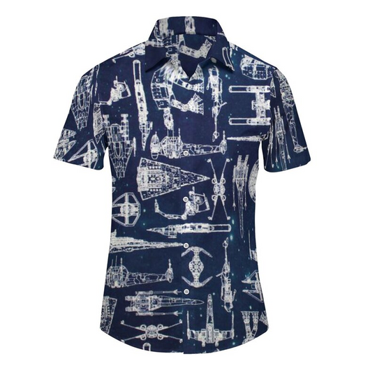Discover Summer Hawaiian Beach Vacation Men's Short Sleeved Shirt with Single Breasted Lapel, Loose and Comfortable Men's Short Sleeved T