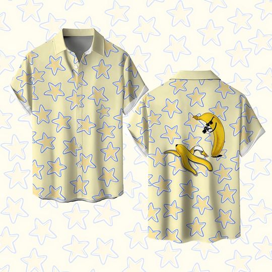 Discover Humorous Funny Banana Print Shirt Daily Home Casual Short Sleeve Tops Men And Women Beach Party Stylish Creative Hawaiian Shirts