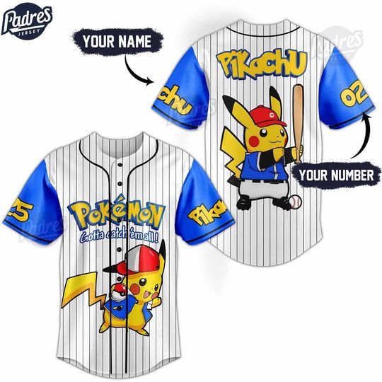 Discover Personalized Pika PKM Baseball Jersey, Pika anime Baseball Jersey, Gift For Her, PKM Jersey Shirt, Baseball Fans Shirt