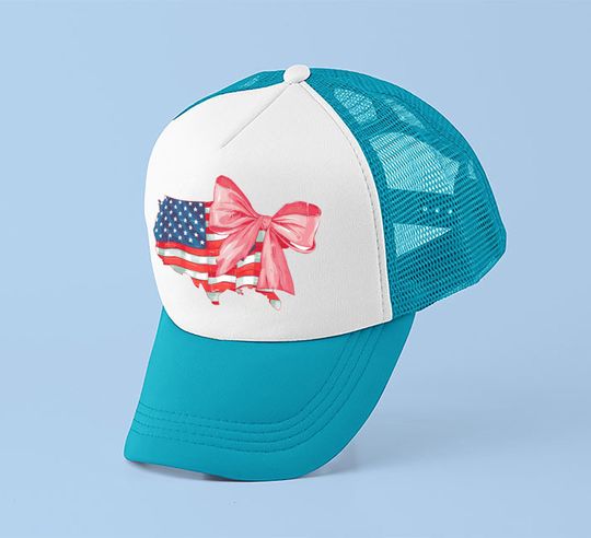 Discover America Foam Mesh-Back Trucker Cap, 4th of July Hat, America Flag Patriotic Cap, USA Trucker Hat