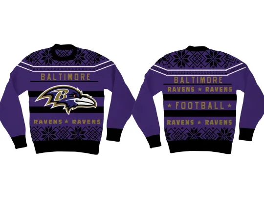Discover Baltimore Raven Logo Ugly Christmas Sweater Perfect for Cosplay