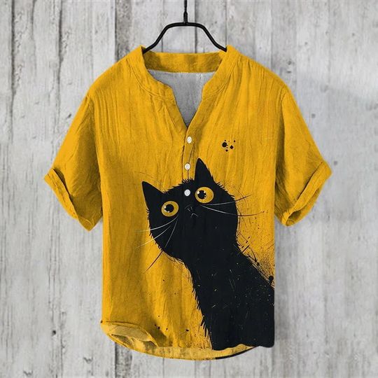 Discover Summer Plum Blossom 3D Printed Red Fish Henry Men's Shirts Popular Men's Short-Sleeved Shirts Fashion Casual Hawaiian Men's Top