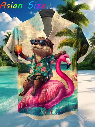 Discover Funny Beach Vacation Animals Hawaiian Shirts For Men Cat Raccoon Sunglass Mens Hawaii Shirts Short Sleeve Hip Hop Blouses Camisa