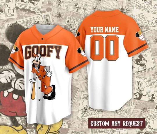 Discover Personalized Goofy Jersey Shirt, Love Goofy Shirt, Goofy Lover Tshirt, Baseball Fans Shirt Goofy Disney Baseball Jersey