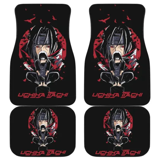 Itachi Akatsuki Black Car Floor Mats, Akatsuki Anime Car Accessorries
