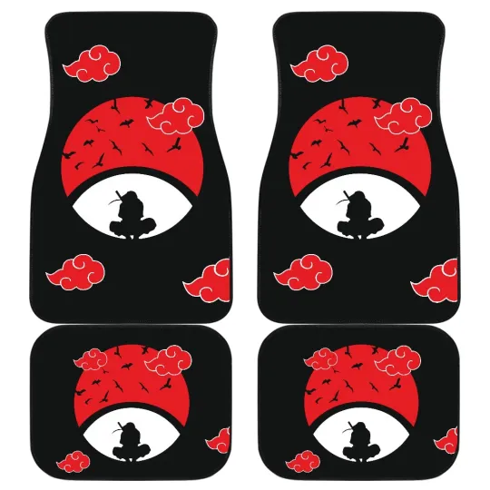 Naaruto Anime Car Floor Mats, Itachi Moon Sitting Uchiha Symbol Akatsuki Cloud