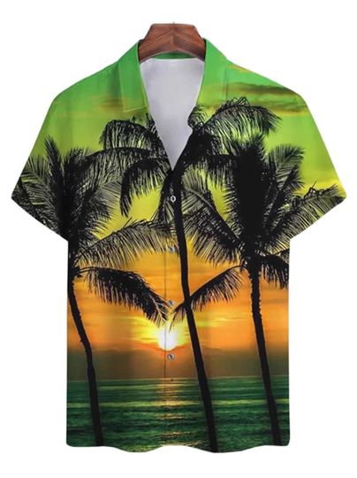 Discover 2022Men's Shirt Casual Hawaiian Pattern Short Sleeve Tops Hip Hop Street Beach Party Men's Clothing Men Summer